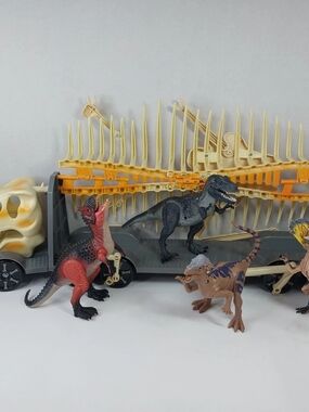 Kid Galaxy Dino Hauler Transport With 4 Roaring Jurassic Dinosaurs light up eyes